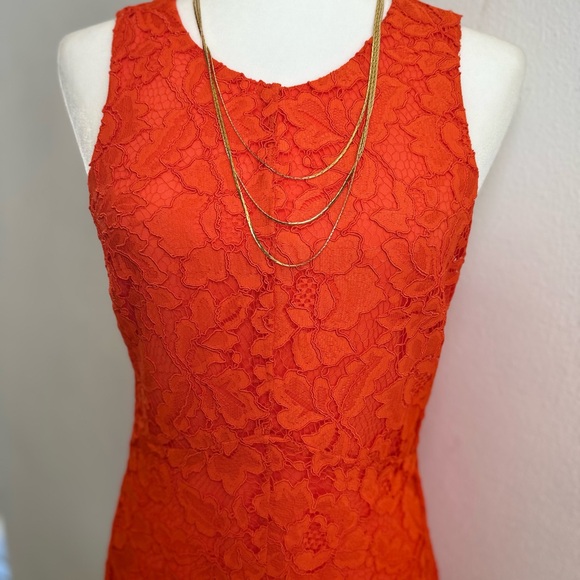 Classical Orange Lace Dress - Sandro Paris - Picture 3 of 17